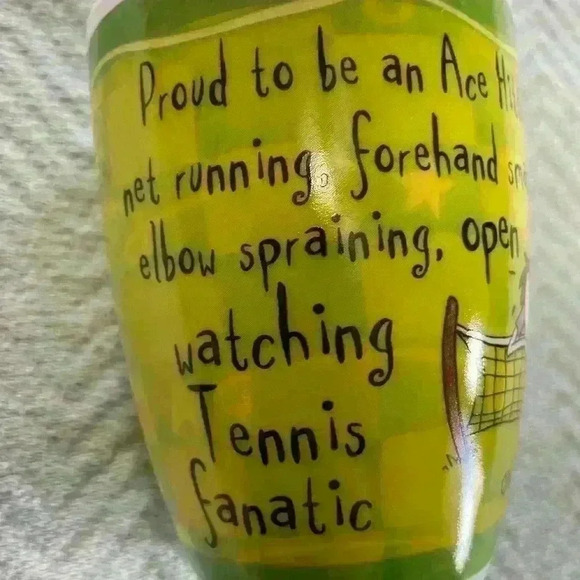 History And Heraldry "Ace Tennis fanatic" Mug/Cup Fine Porcelain 4" Green - Picture 3 of 7